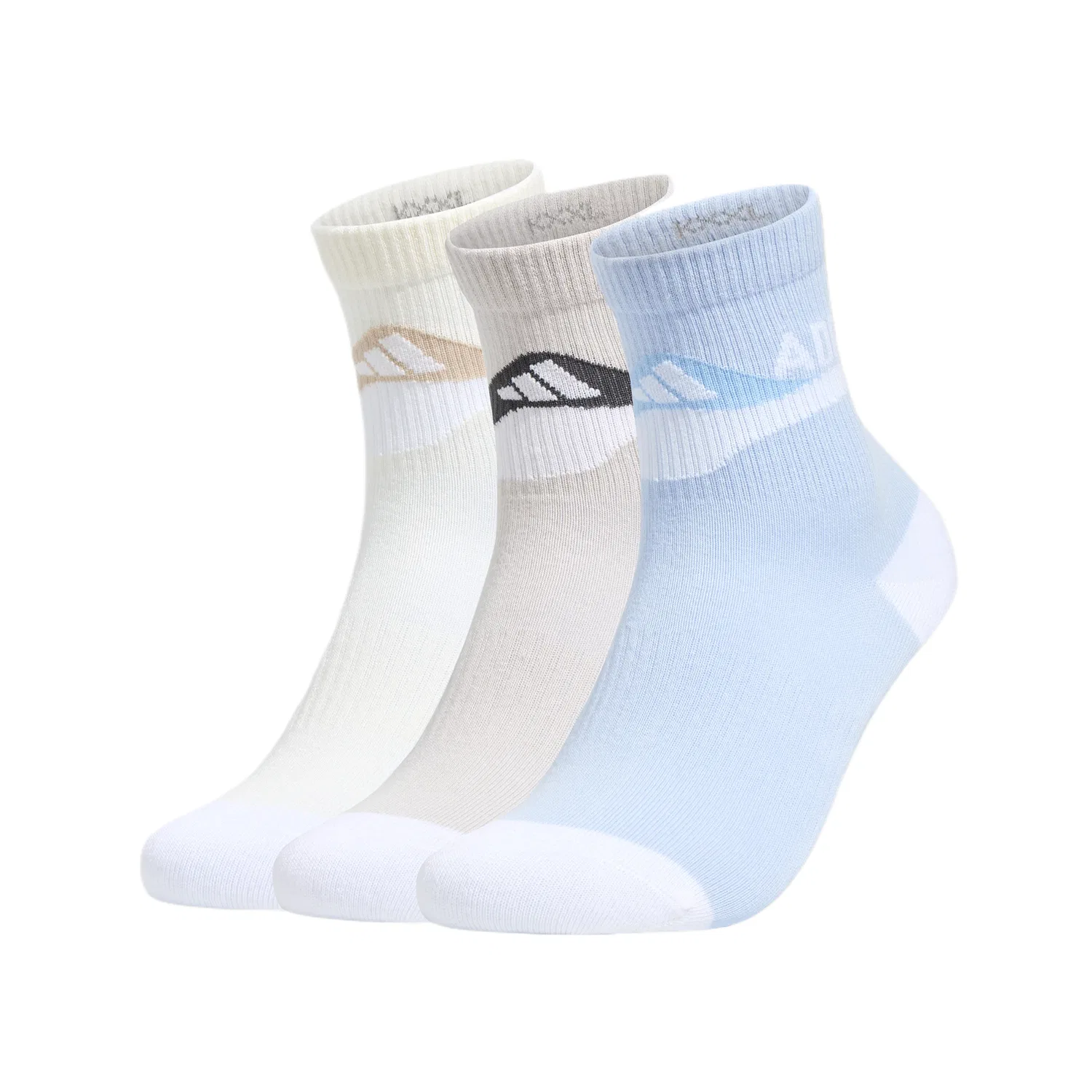 Детские носки средней высоты, 3 пары, Adidas, Crystal Blue/Jade White/Light Gray