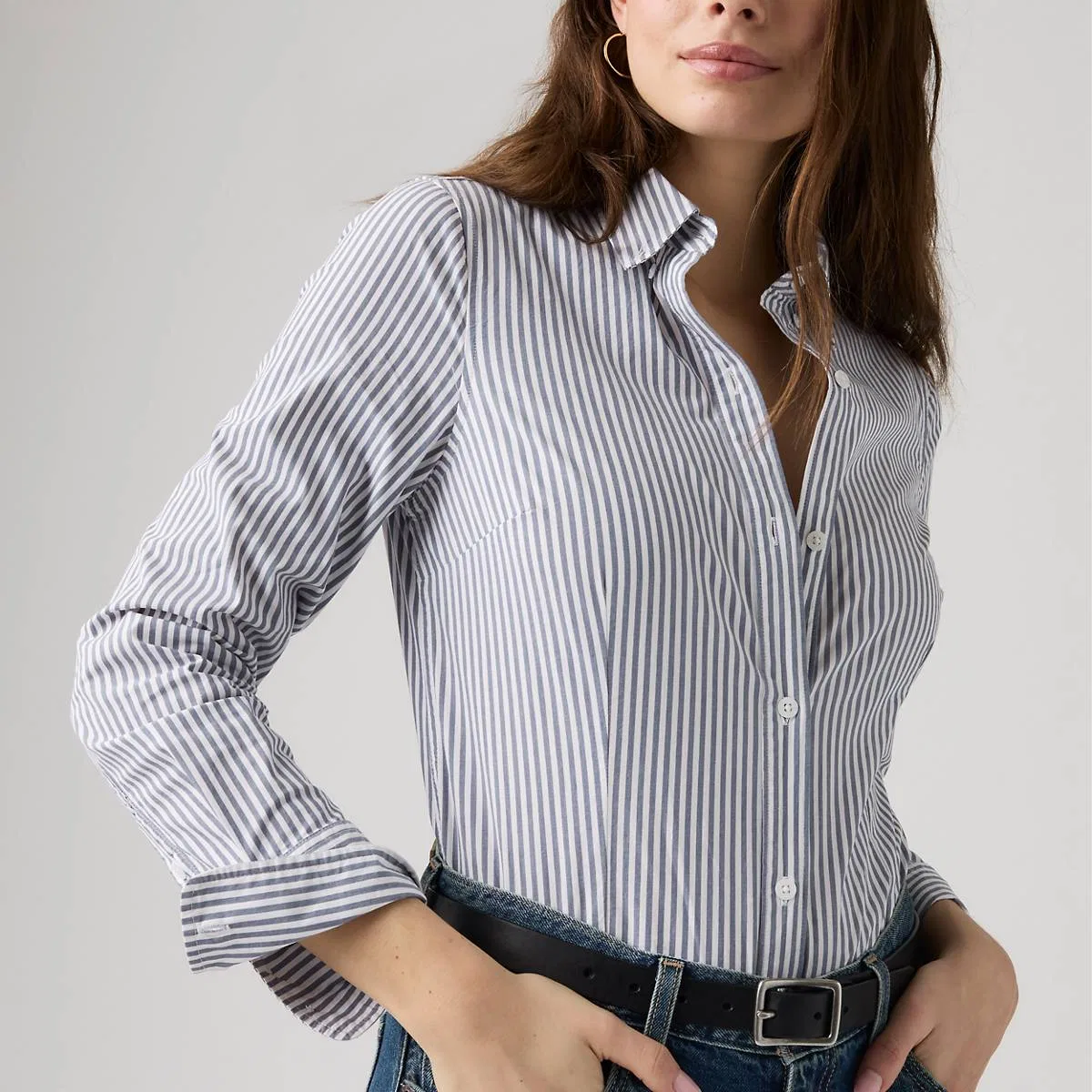 Узкая рубашка из поплина на пуговицах Levi's, Hadley Stripe Vintag - Blue — фото 2