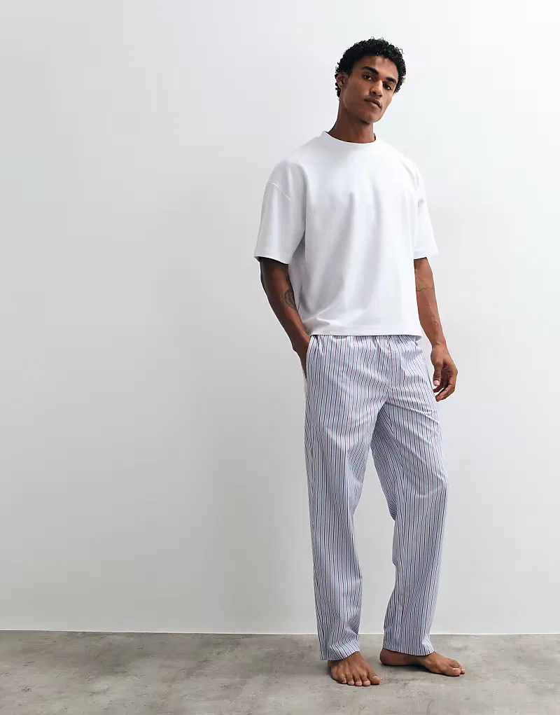 Пижамные штаны Lacoste из полосатого поплина, синий