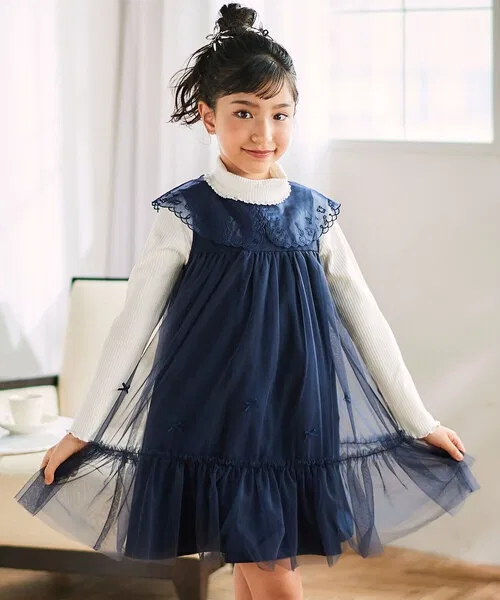 Детская водолазка с длинным рукавом с кружевом и вышивкой SLAP SLIP, Orange — фото 2