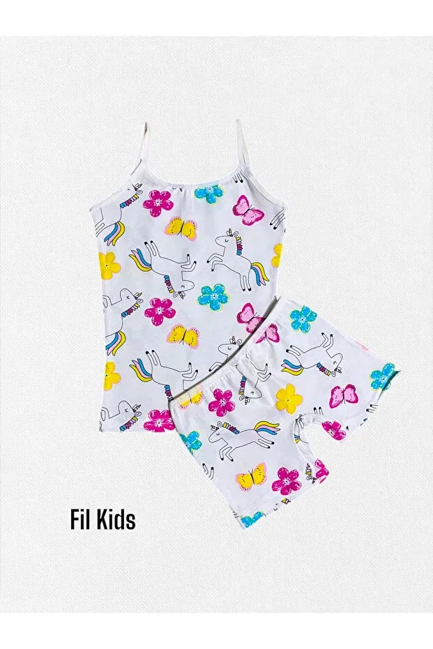 Детский комплект для девочек с цветочным принтом Elmas Kids, White