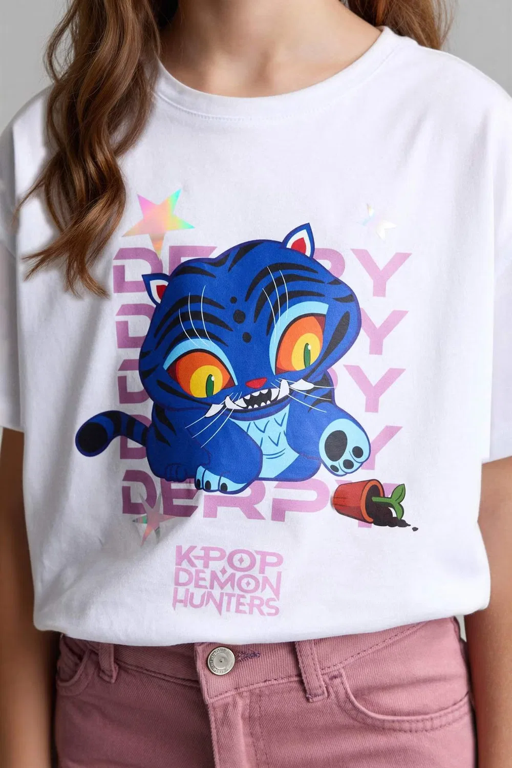 Футболка с коротким рукавом oversize Kpop Demon Hunters Defacto, экрю — фото 4