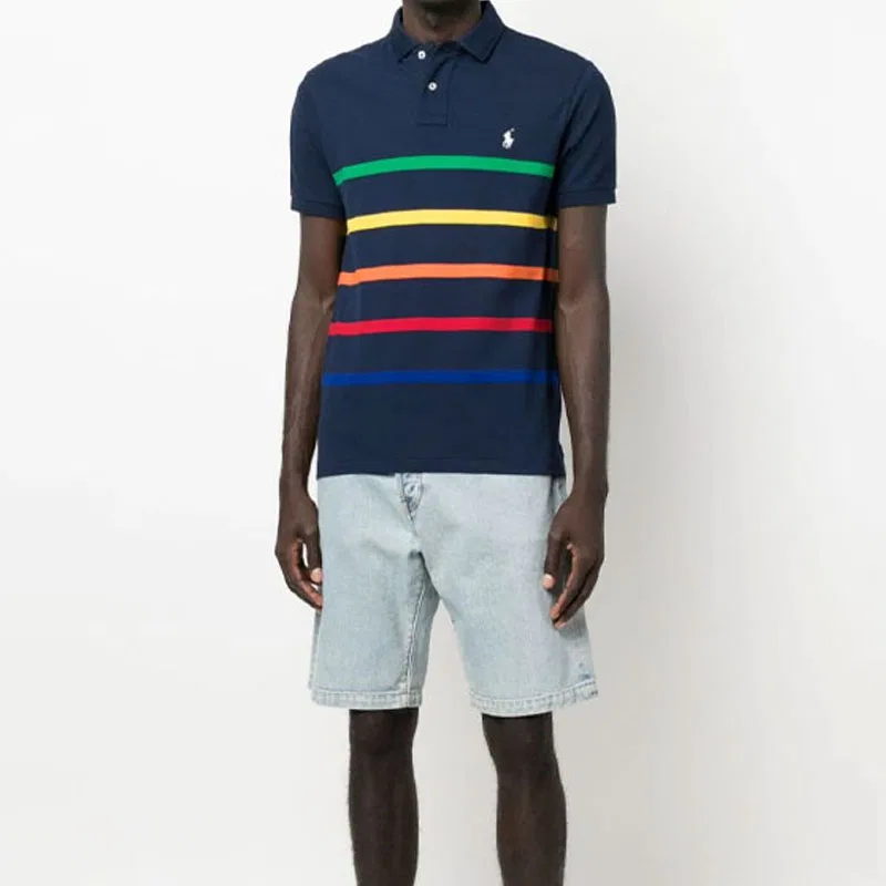 Мужское поло Polo Ralph Lauren Slim Fit, Marine Blue — фото 4