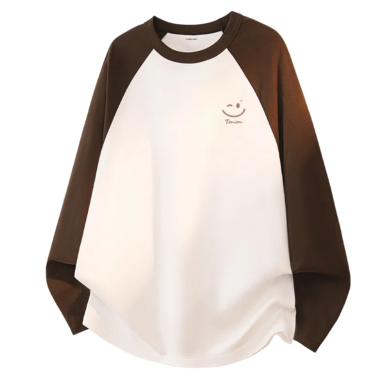 Детский лонгслив с цветоблочным дизайном Tonlion, (Color Block Raglan Long Sleeve)Brown (Taobao Smiling Lion Chest Logo)
