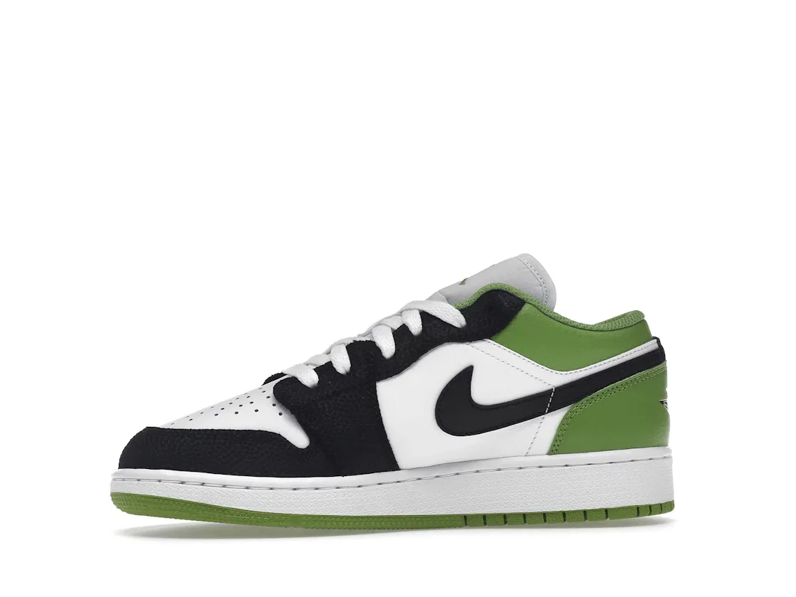 Детские кроссовки с цветочным принтом Jordan 1 Low SE Floral Vines (GS) Jordan, White/Black/Altitude Green/Lavender Mist/Vivid Green/Gym Red — фото 3