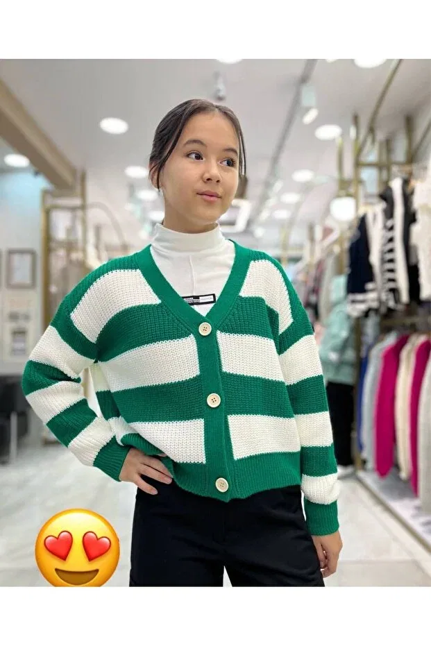 Детский кардиган с полосками Minimoda Kids, Green
