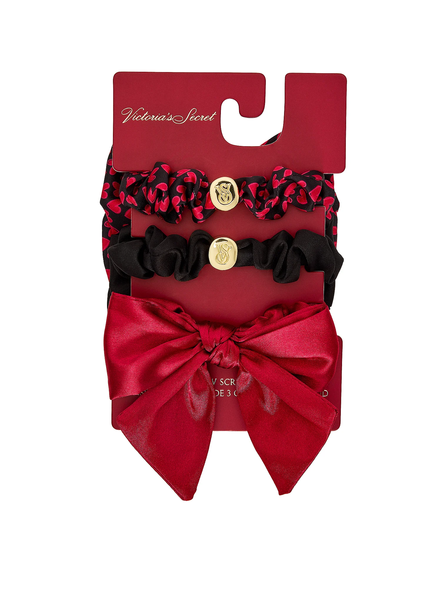 

Набор заколок Victoria's Secret Bow Scrunchie, 3 штуки, черный/красный