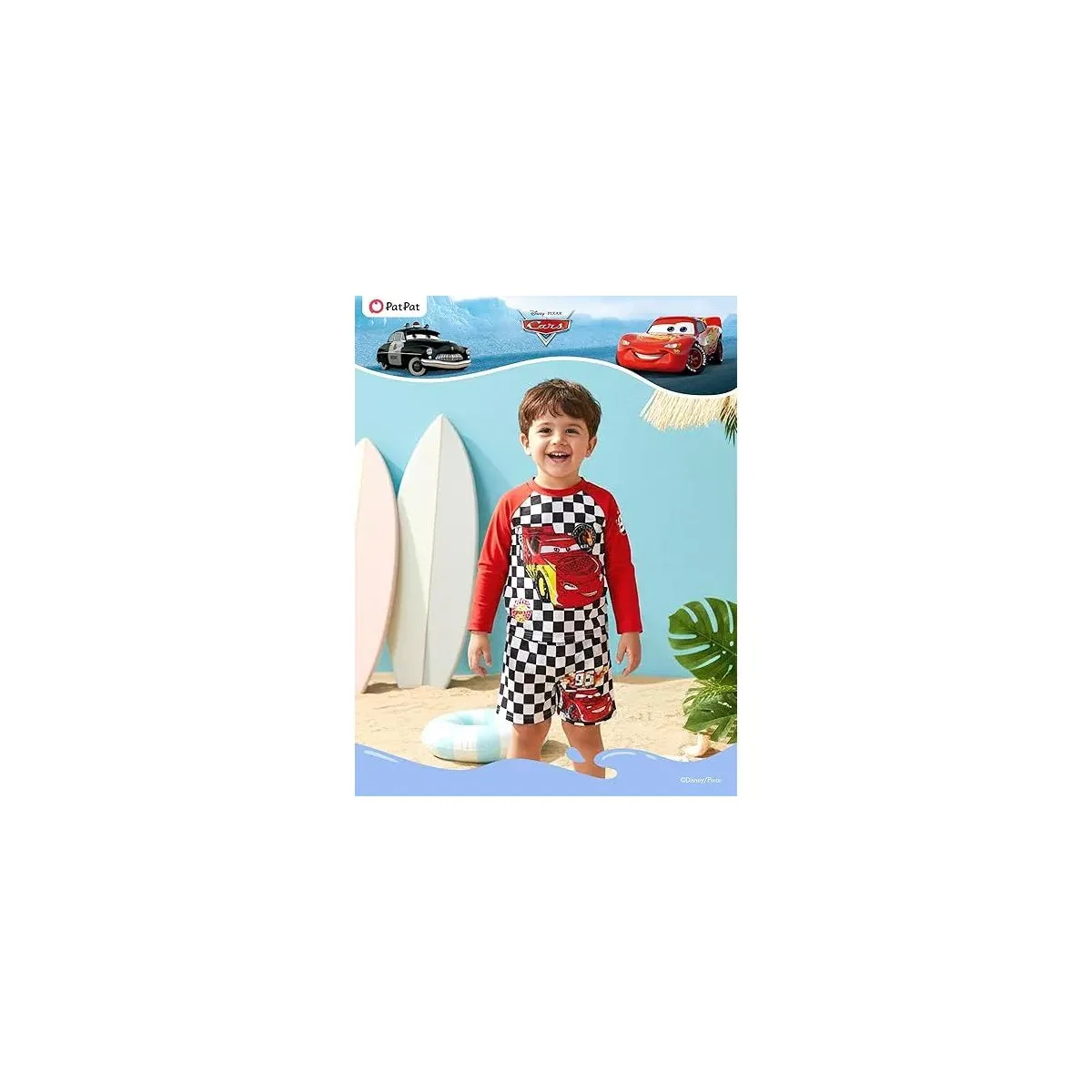 Детский комплект для плавания для мальчиков с длинным рукавом Cars Lightning McQueen, Красный — фото 2