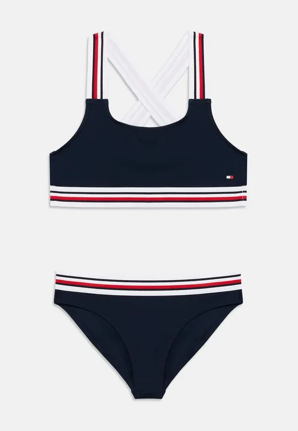 Комплект бикини из нейлона и эластана Global stripe bralette and briefs set Tommy Hilfiger, dark night темно-синий