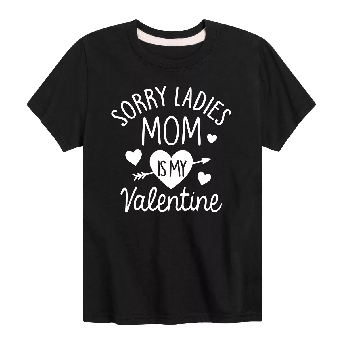 Детская футболка с коротким рукавом с принтом Sorry Ladies Mom Is My Valentine Instant Message, Black