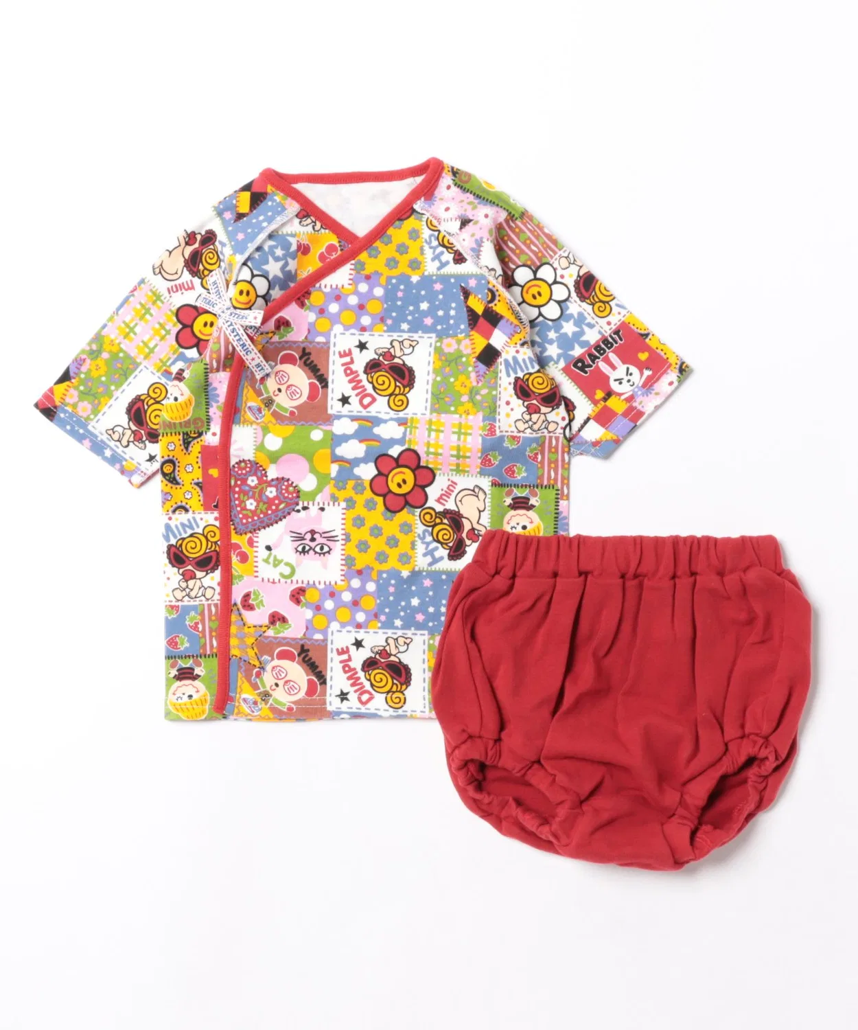 Детский комплект из короткого боди и трусиков с принтом Scrap Patchwork HYSTERIC MINI, Красный