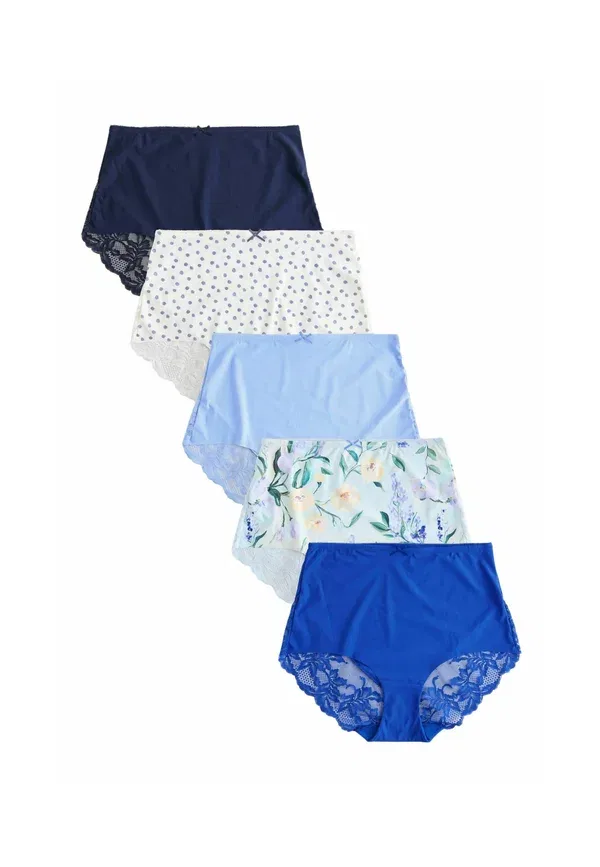 Комплект трусов 5 шт, Sheer, Full brief fit - lace back no vpl knickers 5 pack, Next Floral, синий