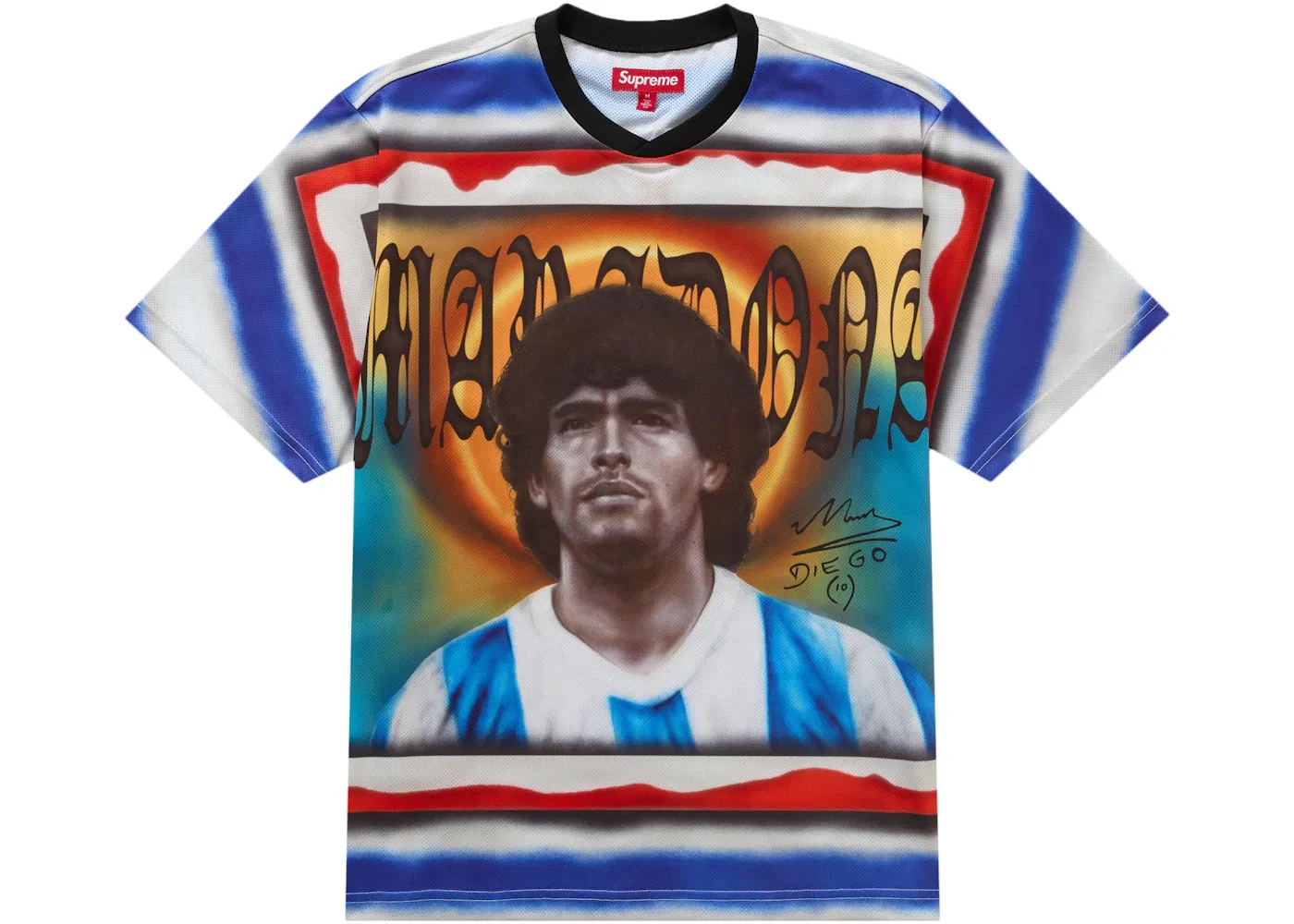 Мужская футбольная футболка с принтом Maradona Soccer Jersey Supreme, Multicolor