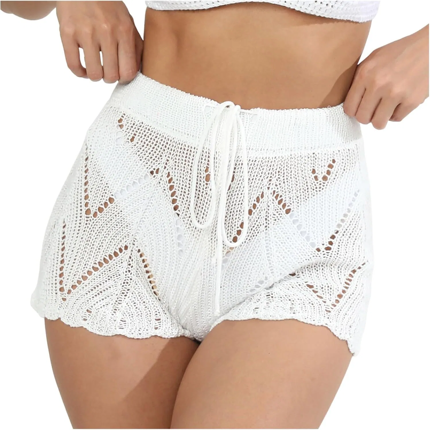 Женские высокие плавательные шорты, White
