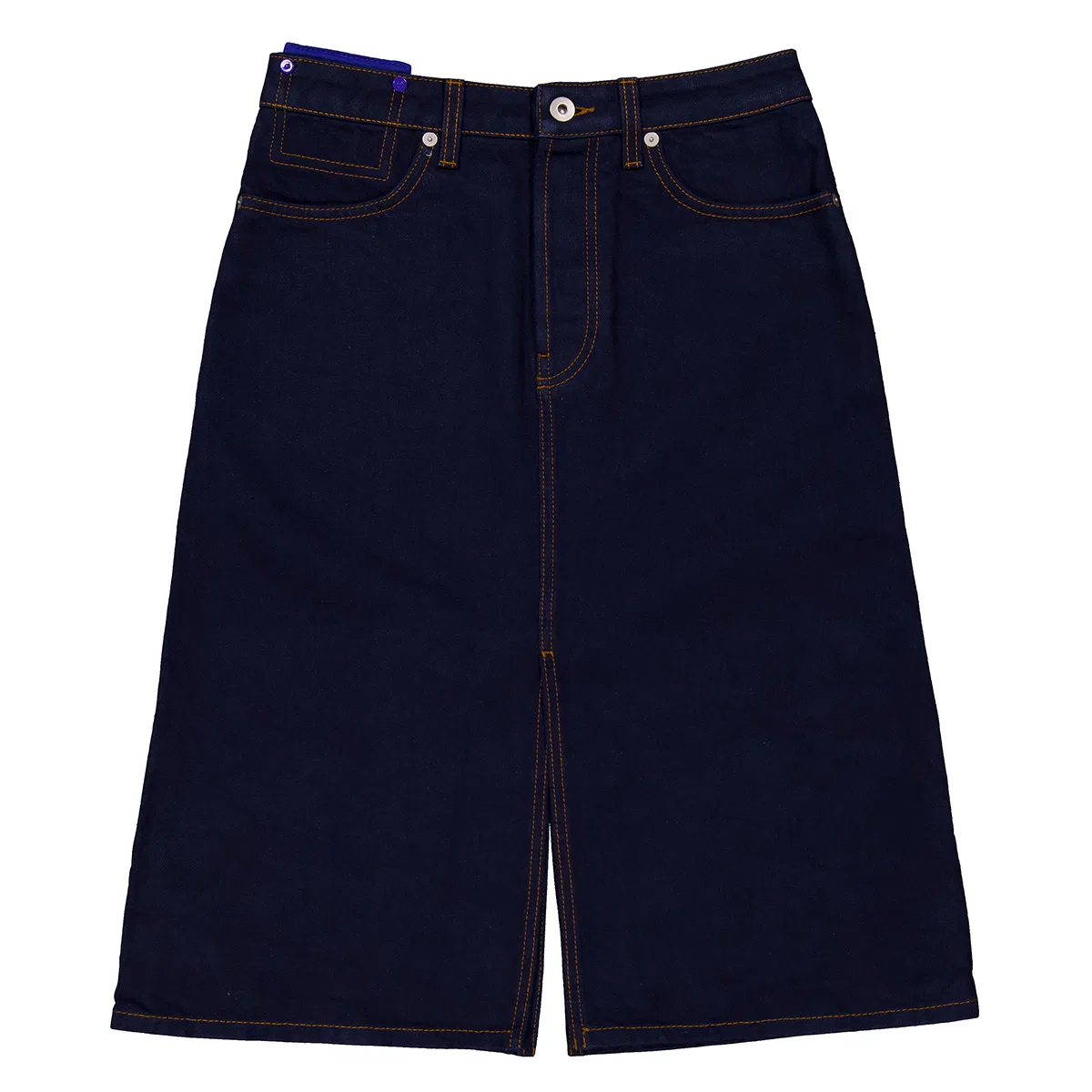 Юбка миди из японского денима Japanese Denim Midi Skirt Burberry, Indigo Blue — фото 4
