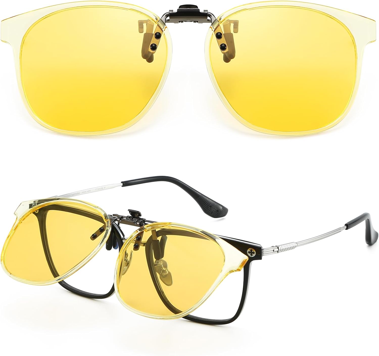 

Накладные солнцезащитные очки для мужчин и женщин - поляризованные линзы с антибликовым покрытием, 100% защита от УФ-излучения, универсальный размер, подходят для большинства очков VUEECLAT, Yellow-yellow Lens