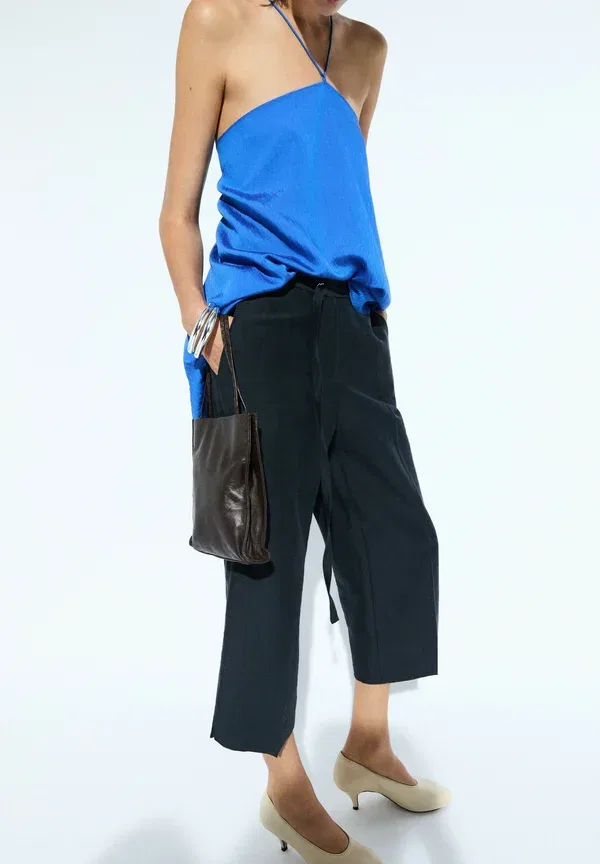 Блуза с открытой спиной Blouse Massimo Dutti, синий — фото 3