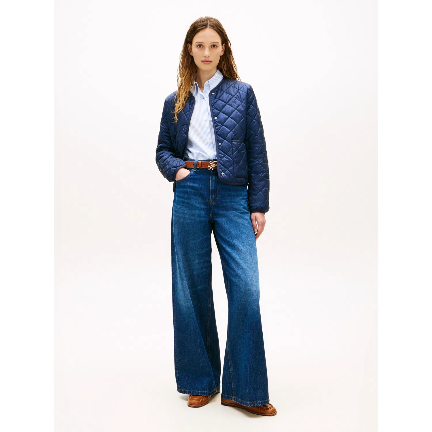 Женская стеганая куртка укороченная Tommy Hilfiger, Dark Night Navy — фото 3