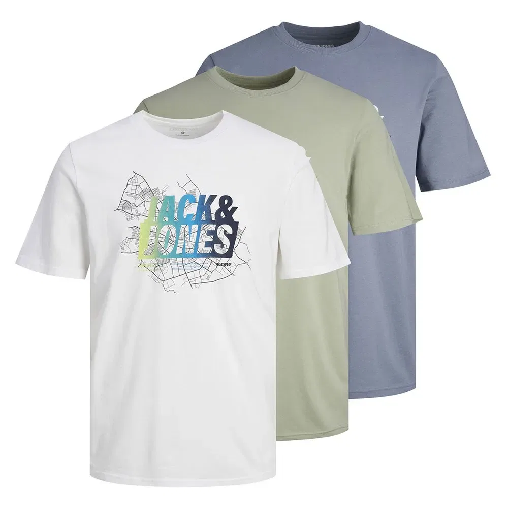 Футболка с коротким рукавом Map Summer Logo комплект 3 шт Jack & Jones, мультиколор