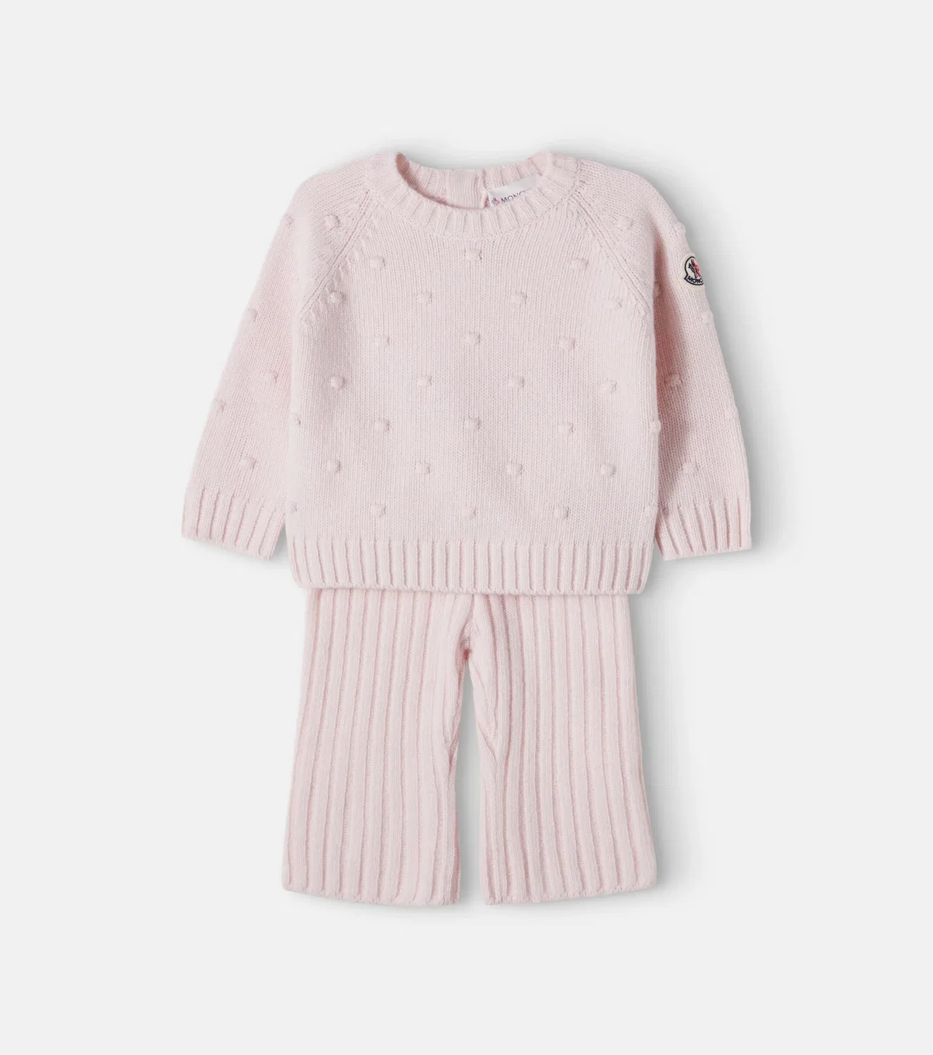Комплект из свитера и брюк из шерсти и кашемира Moncler Enfant, розовый