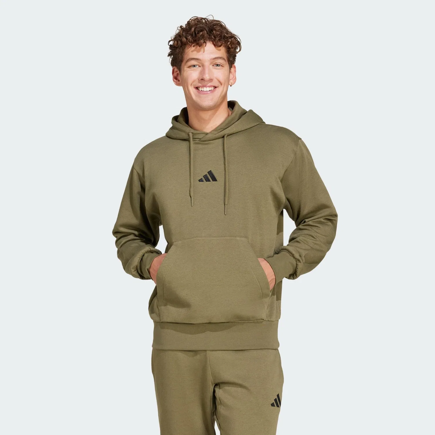 Мужское худи с капюшоном Essentials Feelcozy Adidas, Khakibeige / Schwarz