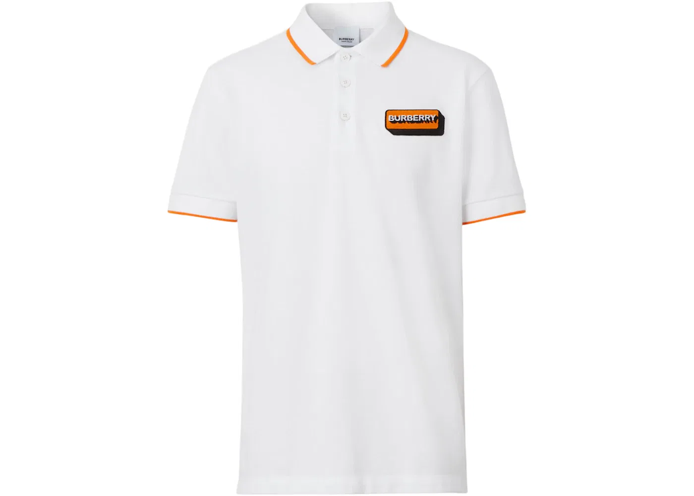 Мужская поло с логотипом Burberry, White/Orange
