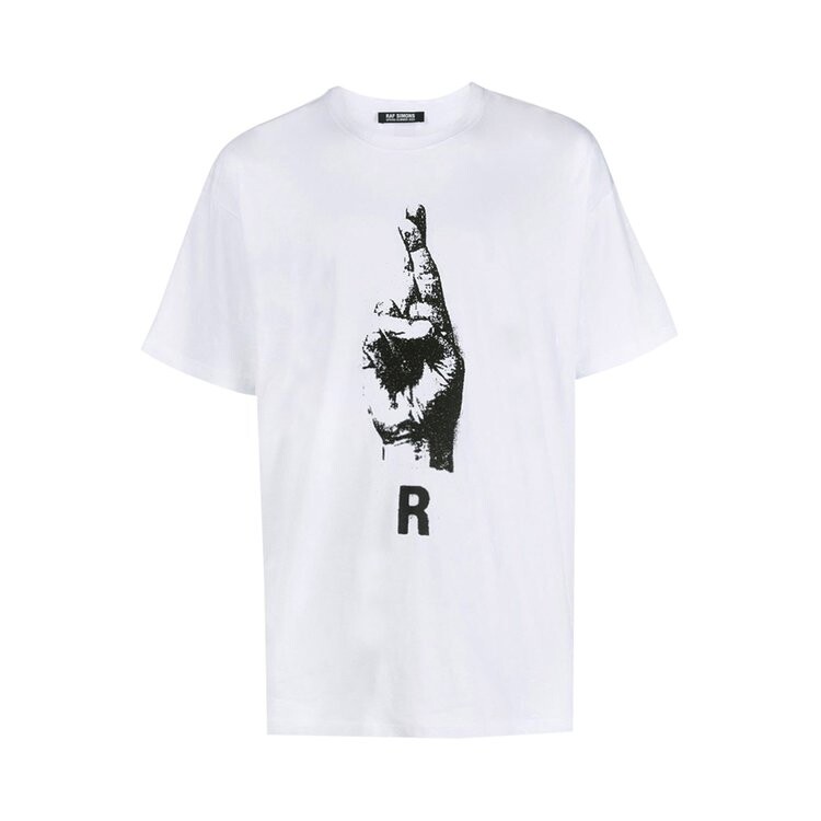 

Футболка Raf Simons Oversized T-Shirt With Hand Sign Print 'White', белый
