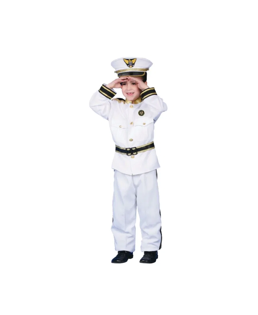 Костюм адмирала с фуражкой, ремнем и брюками Dress Up America, White