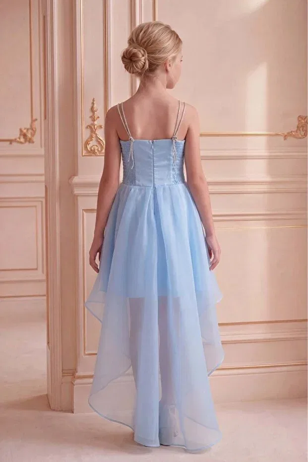 Детское вечернее платье для девочек с принтом Butikhappykids, Babyblue — фото 4