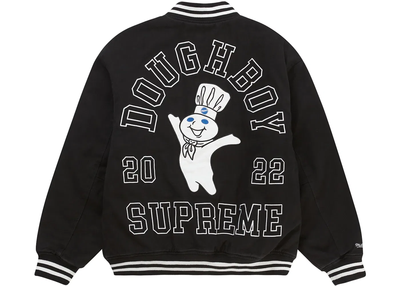 Мужская куртка-бомбер из твила с квилтингом Supreme Mitchell & Ness Doughboy Twill Varsity Jacket, Black — фото 3