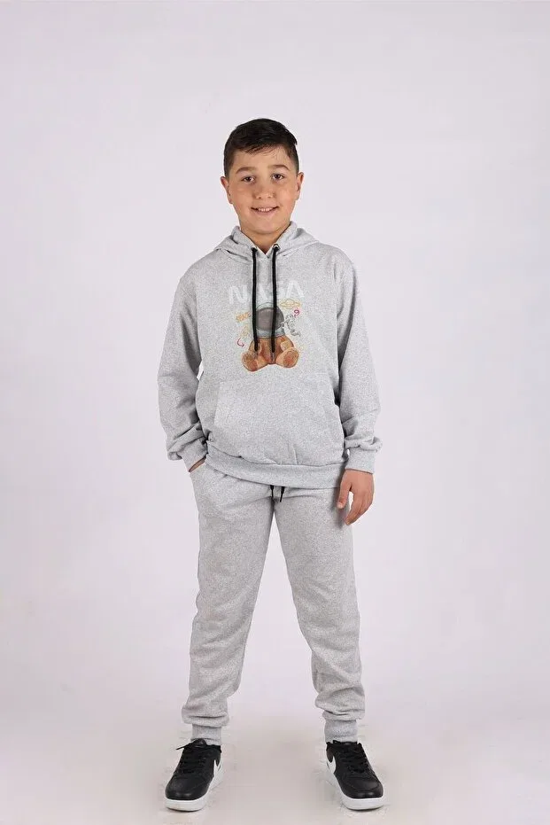 Детский спортивный комплект для мальчиков с принтом Nasa space hooded men's tracksuit set Armicem, Gray