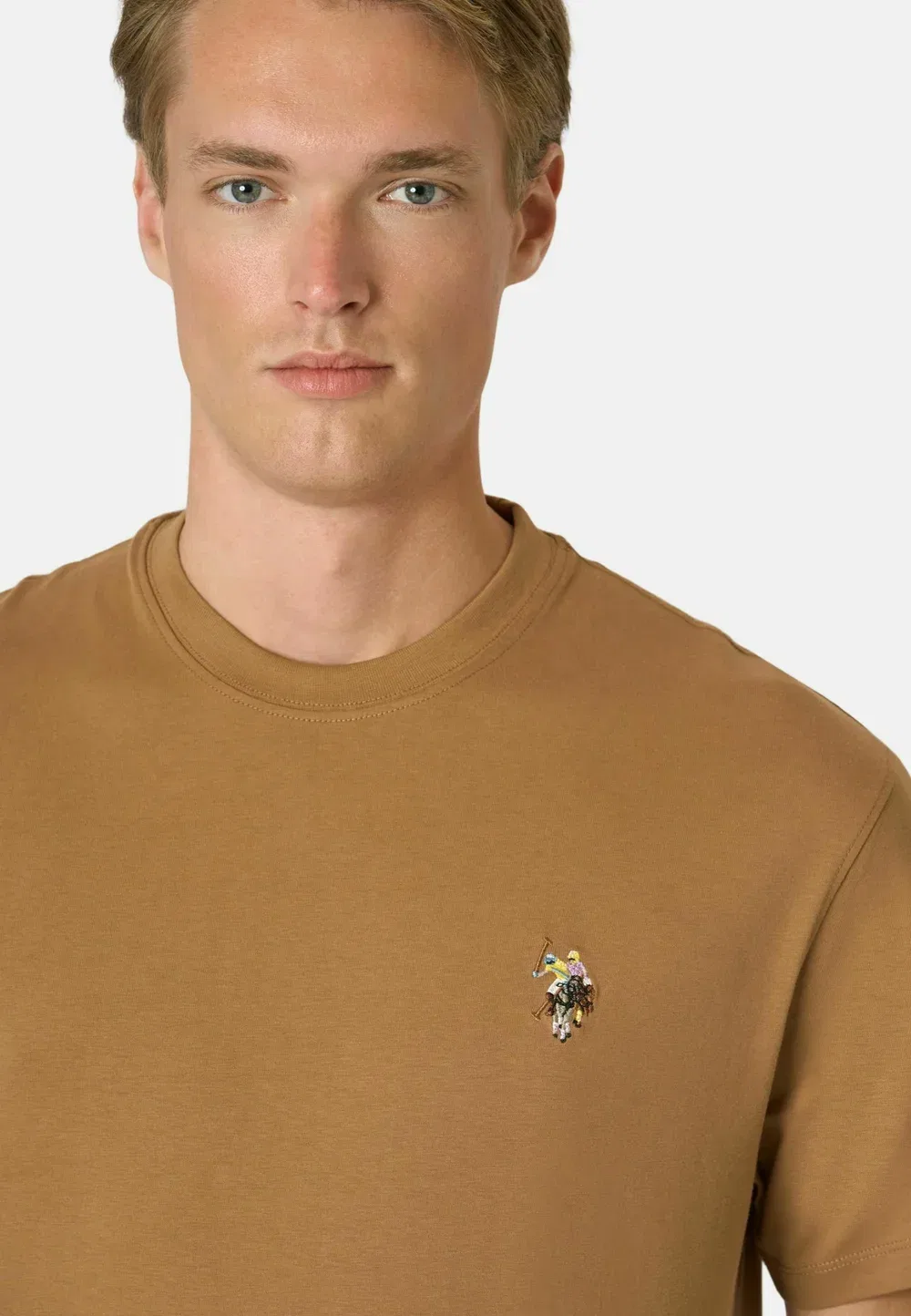 Футболка girocollo da uomo a maniche corte con logo colorato - базовая футболка U.S. Polo Assn., Marrone-162 — фото 4