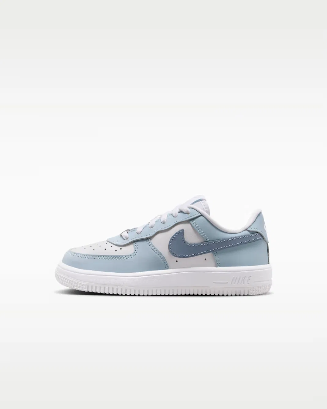 Детские кроссовки Nike Force 1 Low, Light Armory Blue/White/Metallic Silver/Ashen Slate