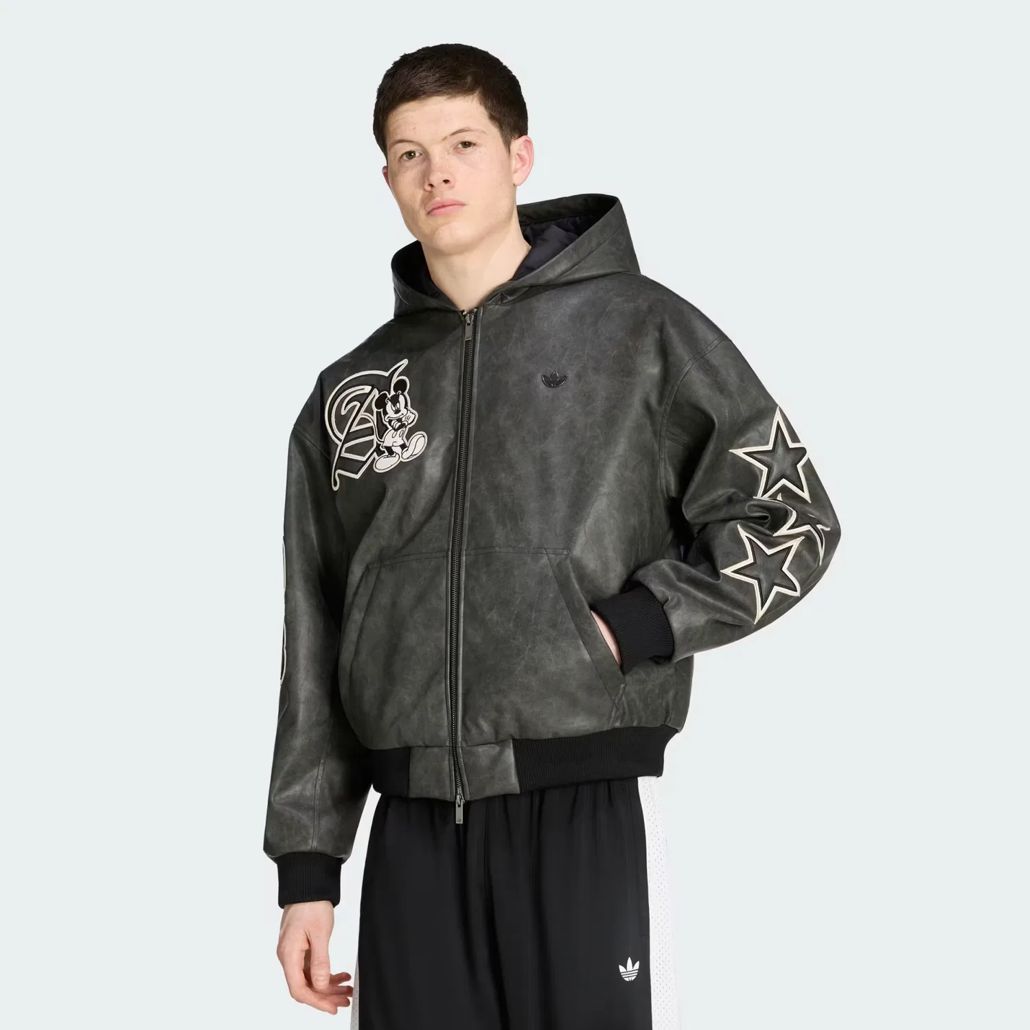 Мужская куртка на молнии с принтом Mickey Mouse Dreams Adidas Originals, черный