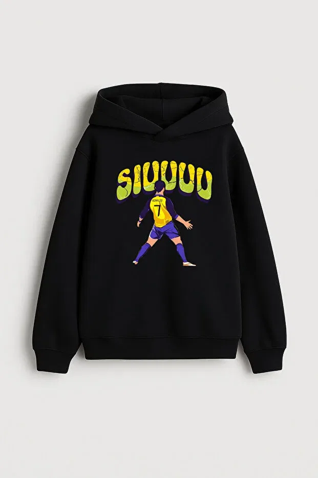 Детское худи для мальчиков с принтом Football Player Ronaldo Moda, Black