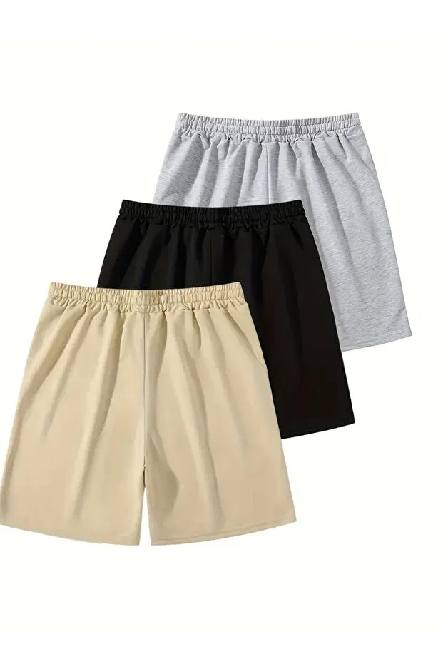 Детский комплект шорт для девочек с принтом Teddy Bear Printed Summer Short Shorts Set Nplstore, Gray-Beige-Black — фото 3