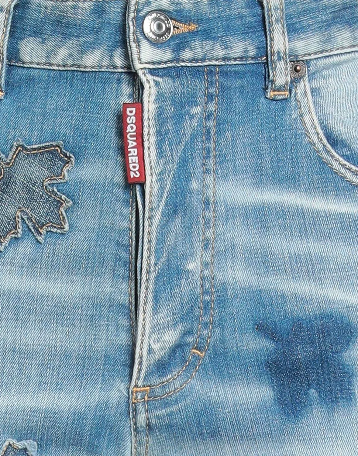 Женские джинсы прямого кроя с потертостями Dsquared2, синий — фото 4