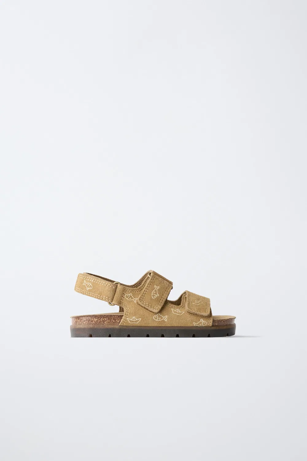 Кожаные сандалии с рыбьим принтом ZARA, Toasted Brown