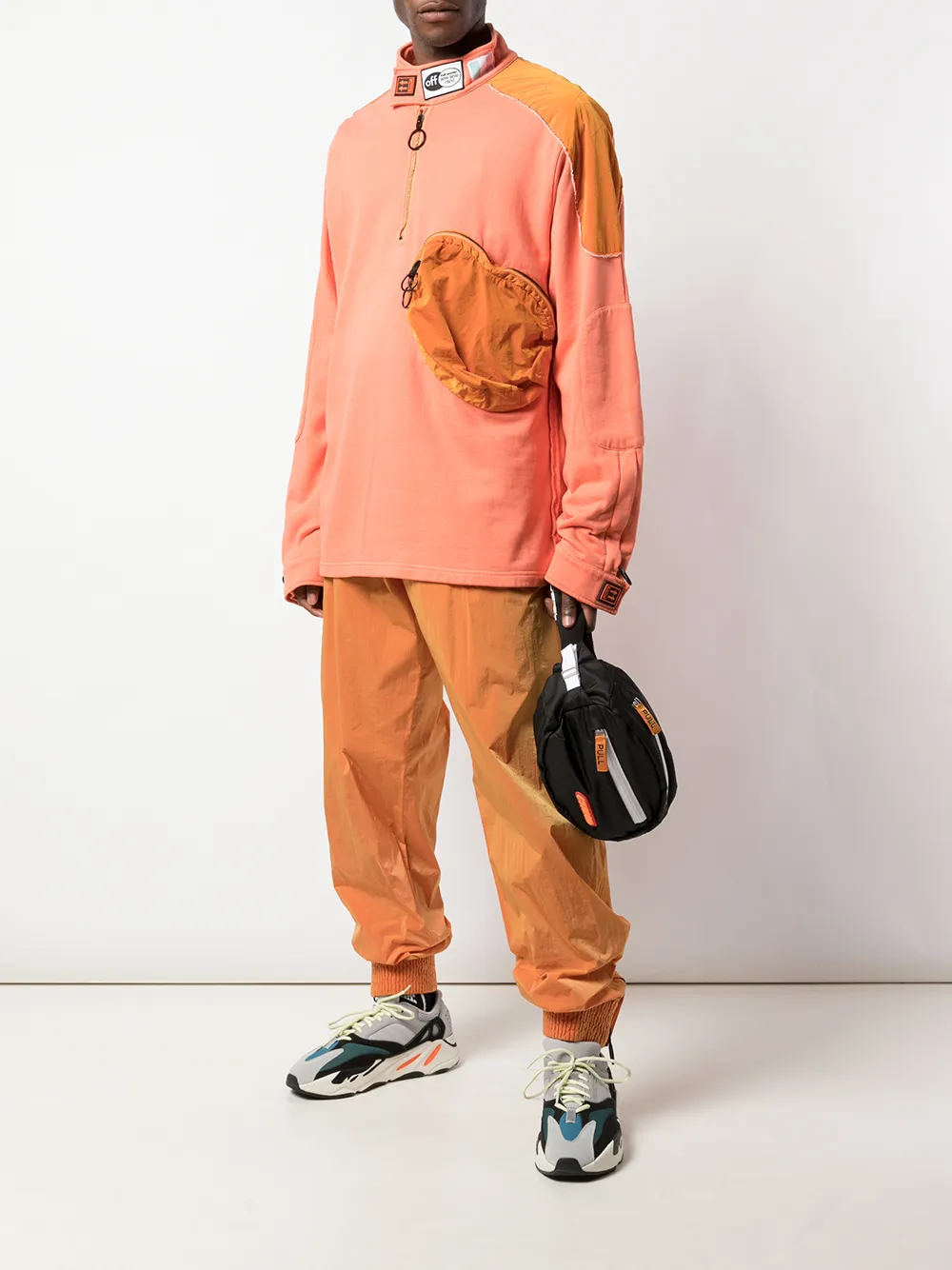 Толстовка с контрастными вставками OFF-WHITE, оранжевый — фото 2