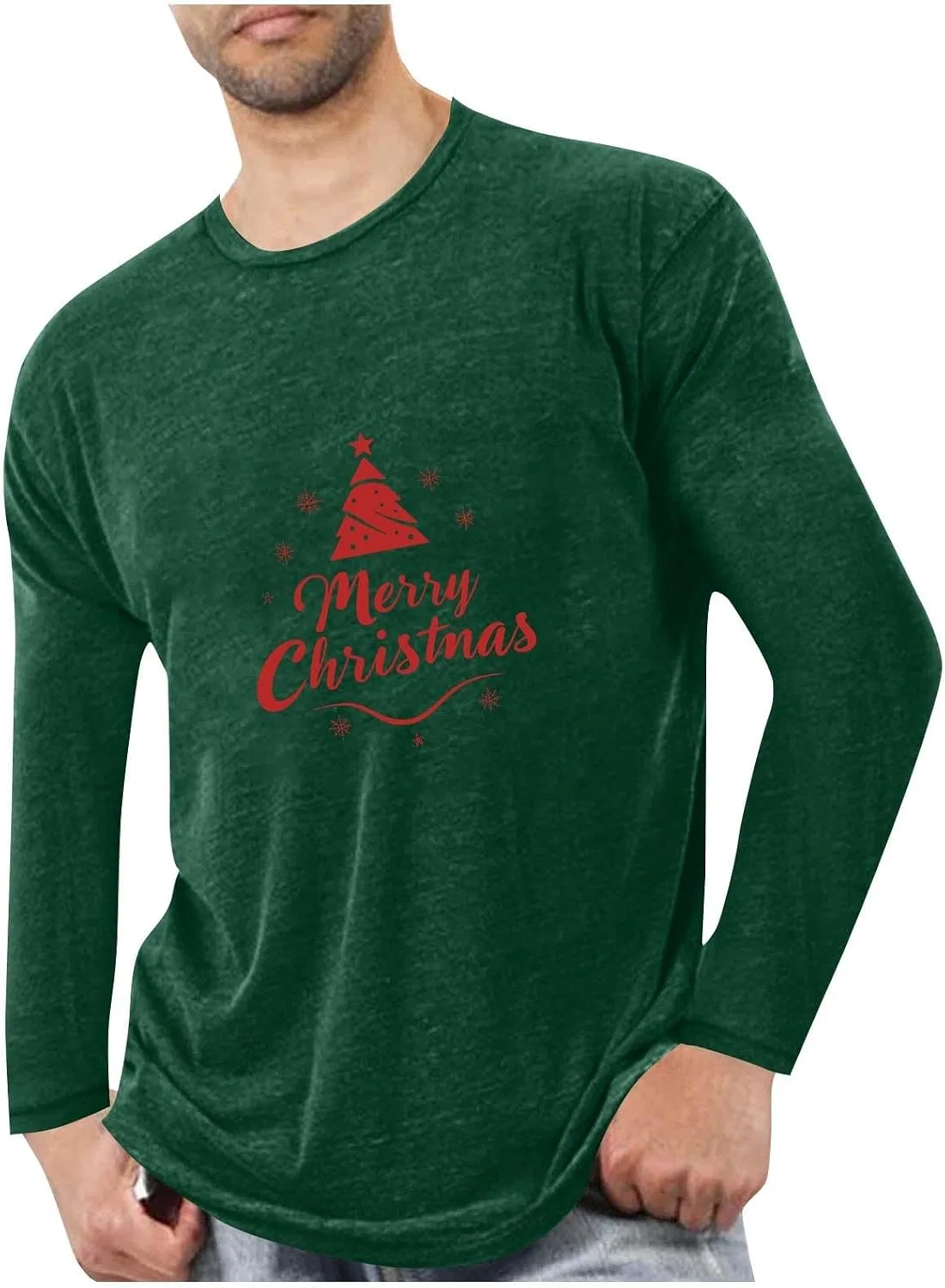 Мужская футболка с рождественским принтом Merry Christmas, Army Green
