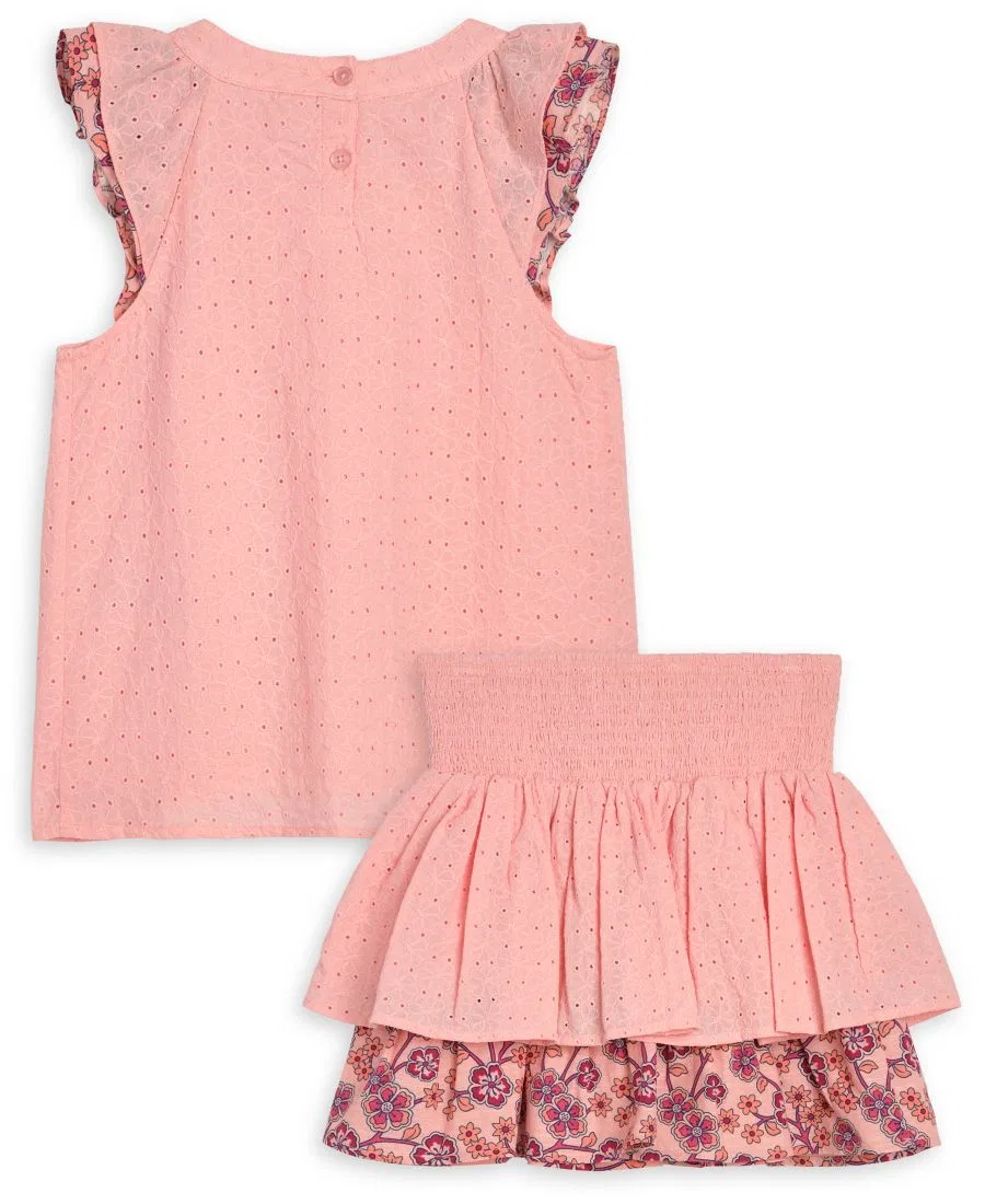 Детский комплект для девочек с рюшами Eyelet Ruffle SCOTCH & SODA, Light Pastel Pink — фото 2