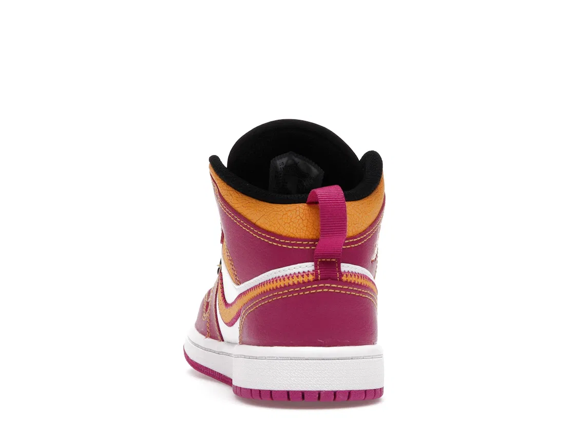 Детские кроссовки Lifestyle Jordan 1 Mid Dia de los Muertos Jordan, White/Fuchsia-Orange-Black — фото 4