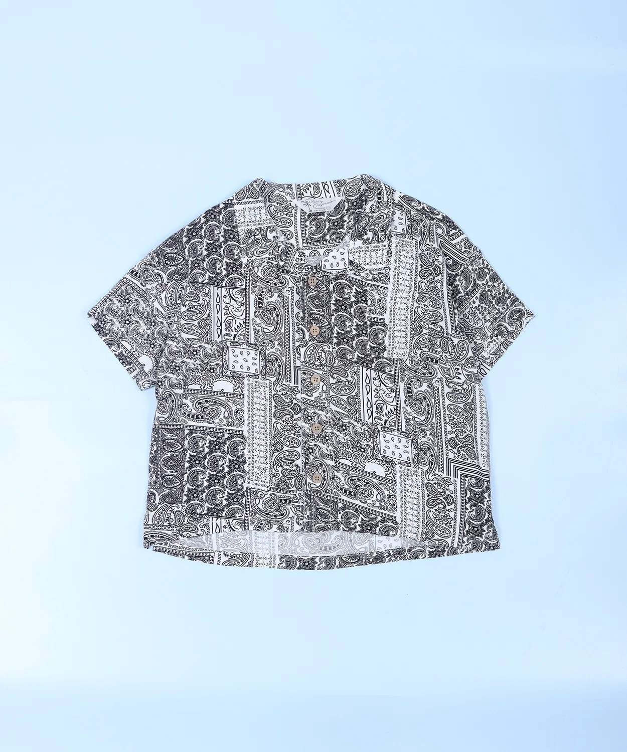 Детский комплект алоха-рубашки и шорт с принтом, модель Aloha Big Shirt Set Up FUNALIVE, Black×White — фото 2
