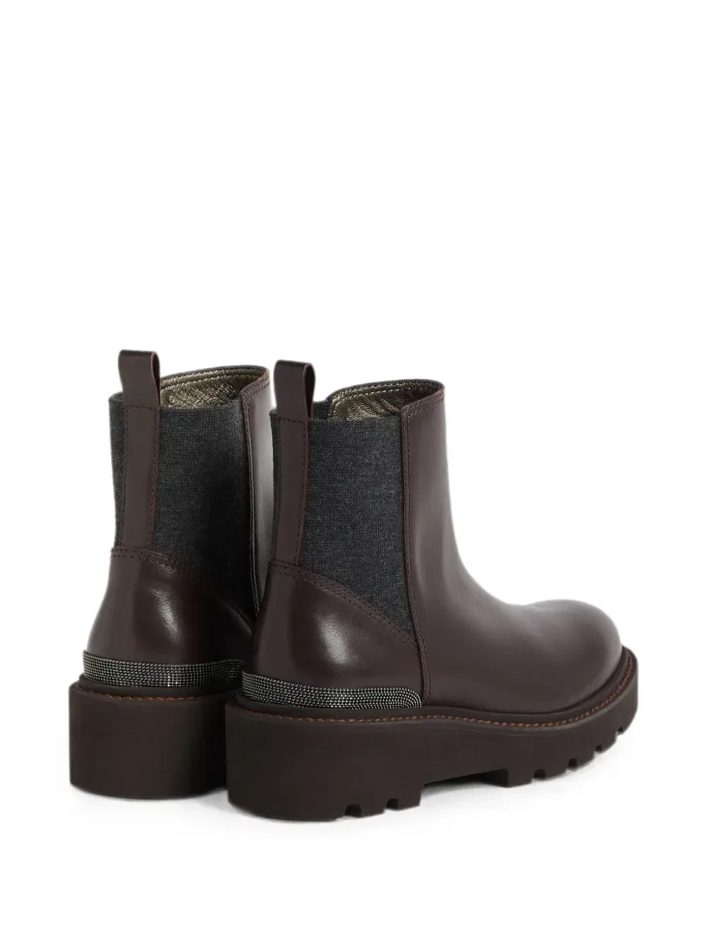 Ботинки челси с декором Monili Brunello Cucinelli Kids, коричневый — фото 2