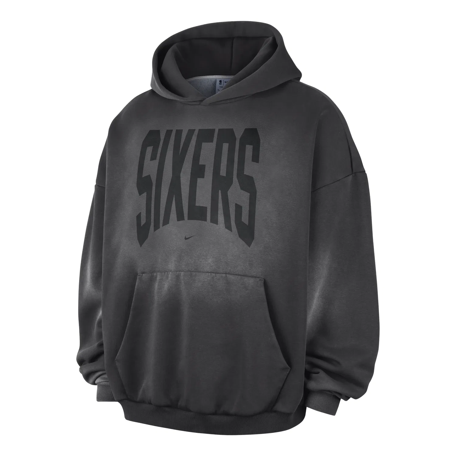 Мужское худи для баскетбола Philadelphia 76ers Standard Issue Therma-FIT Fleece Hoodie 'Dark Charcoal White' Nike, Dark Charcoal White