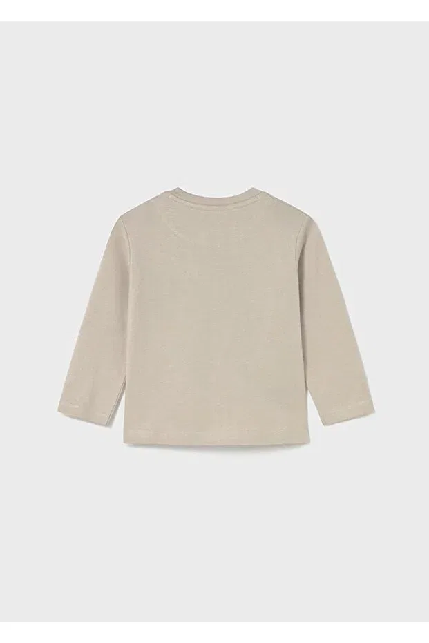 Детская футболка с длинным рукавом с принтом Winter baby boy long sleeve tshirt Mayoral, Beige — фото 3