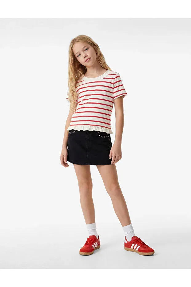 Детская футболка для девочек с коротким рукавом Koton, Red Striped