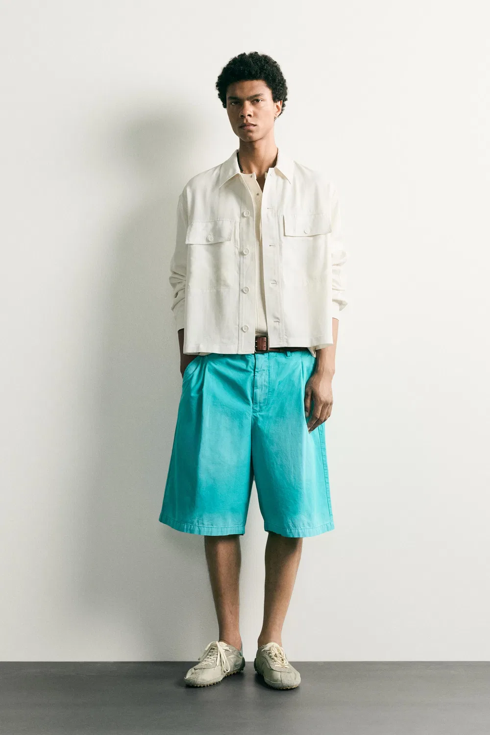 Свободная рубашка свободного кроя ZARA, Oyster-white