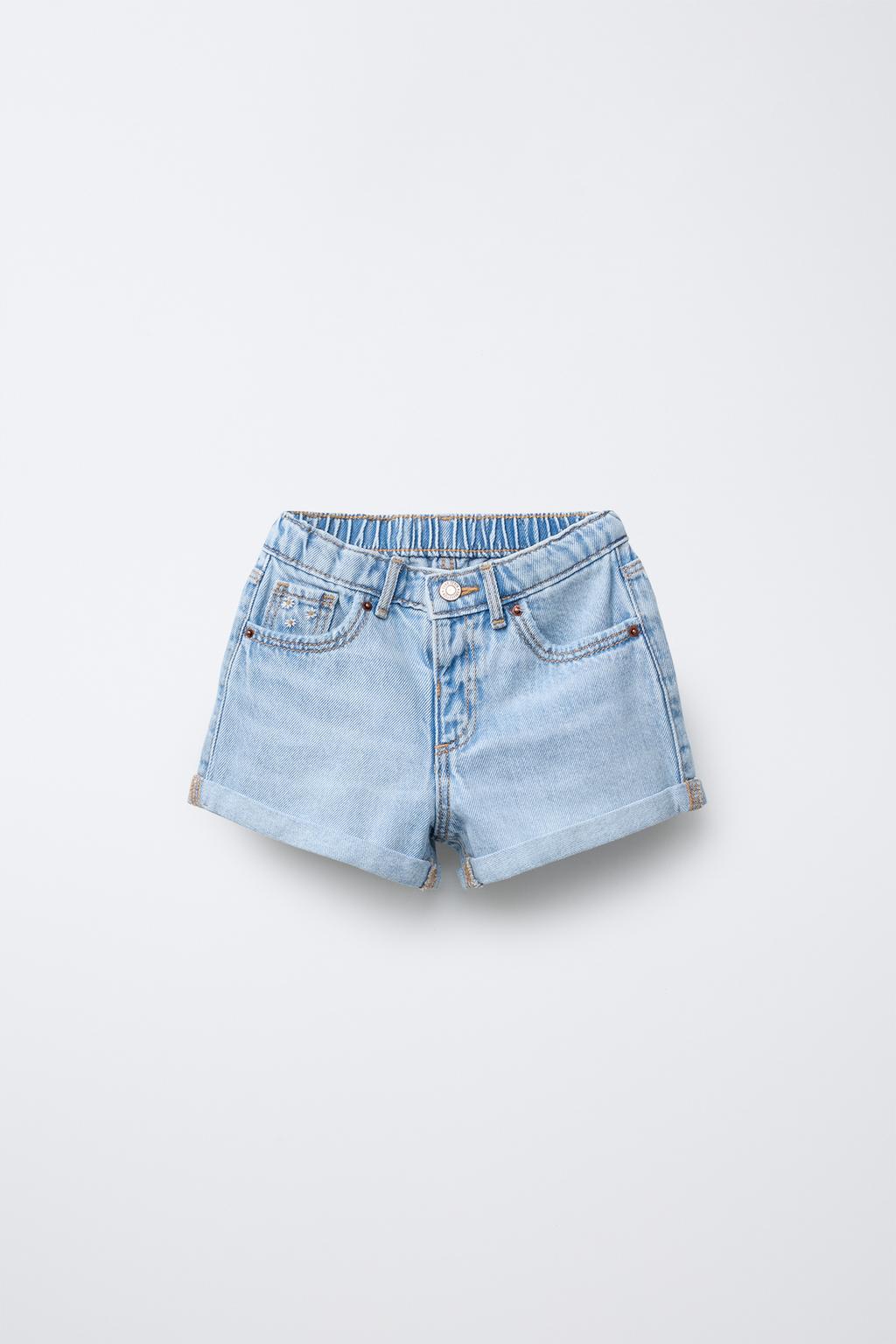 

Шорты-бермуды mom fit ZARA, светло-синий