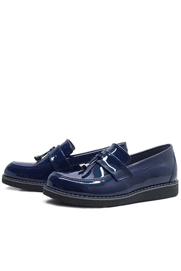 Детские туфли для девочек с коротким каблуком Ortopedikal, Navy Blue — фото 2